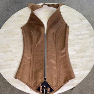 Spirit Brown Zip-Up Corset Top